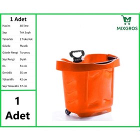 Resim Tekerlekli Plastik Market Alışveriş El Sepeti 40 Litre Turuncu 1 Adet 