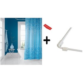 Resim Banyo Perdesi 6303 1x180x200, Perde Borusu Askı Aparatı Köşe Boru Beyaz Hediyeli, Duş Perdesi Seti Çok Renkli 