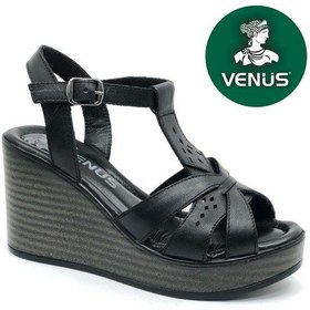 Resim Venüs Upsa Hakiki Deri Comfort Ortopedik Kadın Sandalet Siyah 