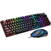 Resim Xinh Pc Dizüstü Bilgisayar Oyunları Için Gökkuşağı LED Arkadan Aydınlatmalı Kablolu Mekanik Klavye ve Fare Seti (Yurt Dışından) 