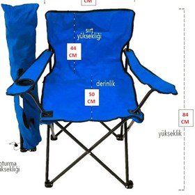 Resim Eksiksepeti 2 Adet Katlanır Kamp Sandalyesi Taşıma Çantalı Bardaklıklı Mavi 