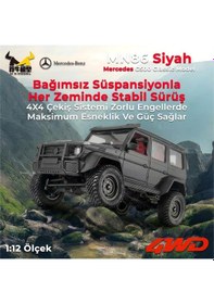 Resim Mn Model Mn86 1/12 G-wagon Mercedes G500 4wd Rc Crawler Offroad Uzaktan Kumandalı Araba Arazi Aracı Rc Model Car Truck Rtr Siyah+dahili Işık Seti Mn-86 