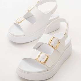 Resim Beyaz Dolgu Topuk Kadın Sandalet Beyaz 