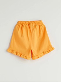 Resim LC Waikiki LCW Kids Turuncu Bisiklet Yaka Basic Kız Çocuk Bluz ve Şort 2'li 