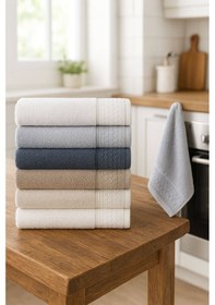 Resim 6'lı Mutfak Havlusu Seti 30x50 Cm %100 Pamuklu Nostalji Çok Renkli 