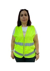 Resim Fermuarlı Sarı İkaz Yeleği XL Beden 59 cm 