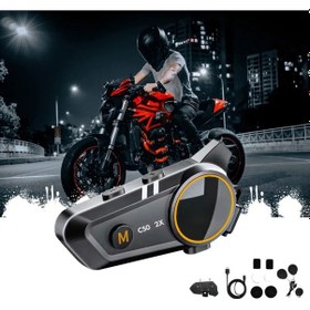 Resim Intercom 2x Bağlantılı Telsiz Özellikli 5.3 Bluetooth + Kulaklık Mikrofon Seti Stereo Su Geçirmez A+ 