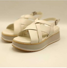 Resim Garda Krem Deri Dolgu Topuk Sandalet Krem 