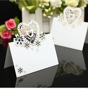 Resim Fochsia 50 Adet Beyaz Kalp Şekilli Kesim Masa Kartı Düğün Davetiye Masası İsim Kartı 