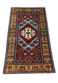 Resim El Dokuma Sıfır Yahyalı Halısı 97x165 Kök Boya Yün Özel Dokuma Turkuaz 