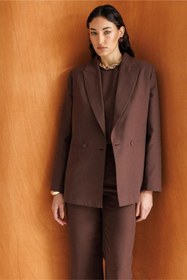 Resim Mizalle Kahverengi Kruvaze Blazer Ceket 