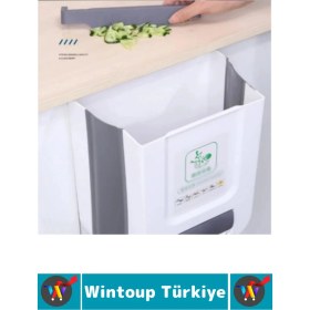 Resim Kompakt Montaj Gerektirmez Mutfak Banyo Ofis Kamp Karavan Torba Hazneli Katlanabilir Çöp Kovası 