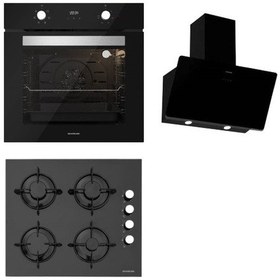 Resim Silverline BO6502B02-CS5335B01-3457 Soho Cam Ankastre Set Siyah 