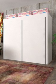 Resim CimriKese Geniş Hacimli Çift Askılı Bez Dolap Beyaz Bezdolap 