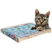 Resim Barış Dizayn Doğal ahşap duvara monte kedi hamağı kedi yatağı kedi hamak (43cm x 36cm) Mavi 