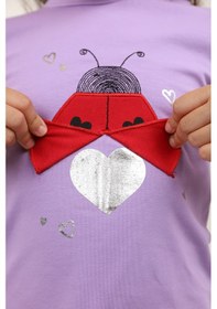 Resim Toontoy Kids Toontoy Kız Bebek Baskılı Bisiklet Yaka Kısa Kollu Tişört Bej 