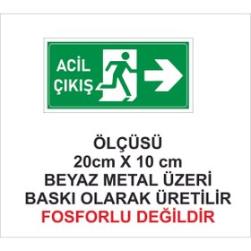 Resim ünalgrup Acil Çıkış Yeşil Baskılı Sağa Çıkış Ölçüsü 20 X 10 Cm 
