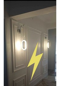 Resim Krom Oval Kelebek Figürlü Elektrikli 3 Renk Aplik Gümüş 