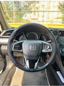 Resim Honda Fc 5 Kristal Karbon Kaplama Deri Direksiyon Kılıfı Siyah 