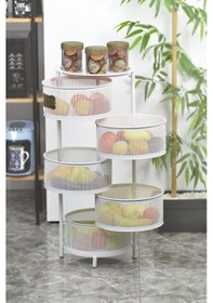 Resim 5 Katlı Metal Açılır Kapanır Paslanmaz Sebzelik Beyaz 