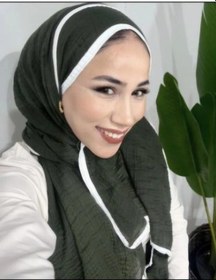 Resim Modakaşmir Aminenesil Biyeli Müslin Şal Haki Renk 