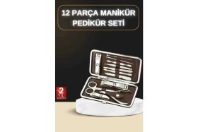 Resim Prativas 12 Parça Manikür Pedikür Seti Özel Deri Çanta El Ayak Bakımı Akne Sivilce Temizleme 