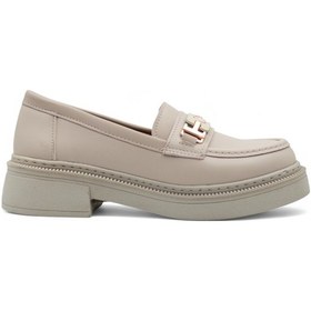 Resim White Angel Toka Detaylı Kadın Loafer Ayakkabı Krem 
