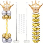 Resim 2 adet Metal Balon Tutucu, Balon Kule Direği, Doğum Günü, Düğün, Cadılar Bayramı Hediyeleri için Uygun Ayarlanabilir Balon Standı 