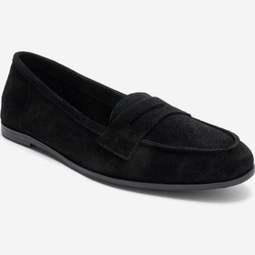 Resim Luvishoes F02 Siyah Süet Hakiki Deri Kadın Loafer Ayakkabı Siyah 