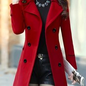 Resim Kızıl Renkli Sonbahar ve Kış Kadınlar İçin Yeni Kore Tarzı Dar Kesim Uzun Polar Mont 