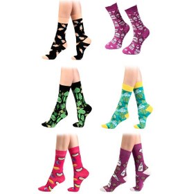 Resim Ozzy Socks 6'lı Organik Pamuklu Dikişsiz Kadın Çok Renkli Desenli Çorap (448387957) Çok Renkli 