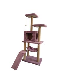 Resim Reyo Pet S9 Kedi Tırmalama Kulesi Platformlu 124 Cm Gül Kurusu 