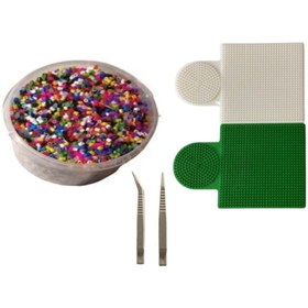 Resim hamarat çocuk Isı Ile Yapışan Renkli Boncuk Seti 6.000 Adet 5mm Midi Boncuk 2 Kalıp 2 Cımbız Ütü Kağıdı 
