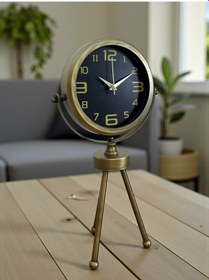 Resim Vintage Tripod Eskitme Metal Üç Ayaklı Masa Saati Renkli 