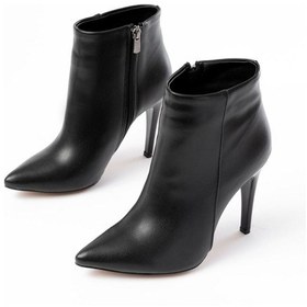 Resim Vrt-4802 Siyah Yüksek İnce Topuklu Fermuarlı Kadın Bot Acı Kahverengi 