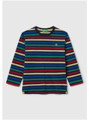 Resim Benetton Erkek Bebek Çizgili Uzun Tshırt SiYAH 