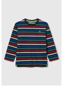 Resim Benetton Erkek Bebek Çizgili Uzun Tshırt SiYAH 