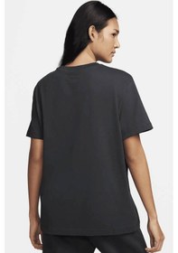 Resim Nike Sportswear Fleece Boyfriend Short Sleeve Pamuklu Bol Kesim Kadın Tişört Antrasit 