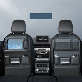 Resim Araç koltuğu depolama çantası, araç üstü masa, su bardaklığı, koltuk arkalığı yastığı, tablet tepsisi, seyahat organizasyon çantası 