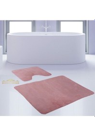 Resim Bonny Home Unicolor Düz Pembe 2li Banyo Paspası Halısı Seti Kaymaz Pembe 