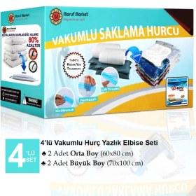 Resim Ülbag Marufmarket Vakumlu Saklama Poşet Seti 4'lü (Elbiseler Için Uygundur) 