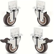Resim Dashanshop 4 Adet 2 Inç Küçük Döner Tekerlek Mobilya Alçak Profil L Braket Tpr Kauçuk 