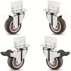 Resim Dashanshop 4 Adet 2 Inç Küçük Döner Tekerlek Mobilya Alçak Profil L Braket Tpr Kauçuk 
