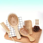 Resim 4 adet Saç Fırçası Seti Erkekler ve Kadınlar için - Bambu Kıllı Saç Fırçası, Kuyruk Fırçası, Diş Fırçası, Çift Baş Fırçası, Saç Derisi Masajı için 3 Hava Yastığı Fırça, Bambu Malzeme, Bitirme Fırça Stili, Saç Derisi Masaj Seti | Doğal Bambu Fırça | Ergonomik Tasarım 