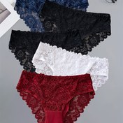 Resim 5 adet Kadın Düz Renk İç Çamaşırı Takımı, Kontrast Dantel Baskı Dikişi, Yumuşak ve Rahat 