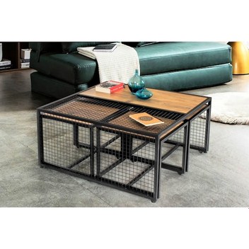 Zigon Sehpa & Yan Sehpa 3'Lü Ahşap Ayaklı Sehpa - Beyaz Mermer