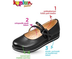 Resim Kaptan Junior Günlük Kız Çocuk Ayakkabı Suni Deri Kaymaz Antibakteriyel Termo Tabanlı Cırt Cırtlı 