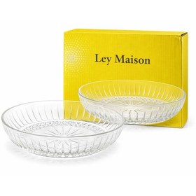 Resim Ley Maison 2 Li Desenli Cam Servis Kasesi 24 Cm Şeffaf Salata & Sunum Kasesi Şık Ve Dayanıklı 