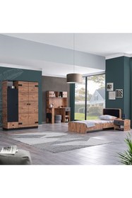 Resim Setay Milas Genç Odası - 3 Kapılı Dolap, Karyola, Komodin, Masa 