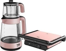 Resim Rosegold Floral 2’li Çeyiz Seti Çay Makinesi + Tost Makinesi 